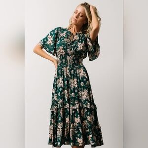 Baltic Born NAVY Floral Midi Dress with Cream Print